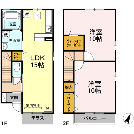 広島市東区中山新町のアパートの間取り