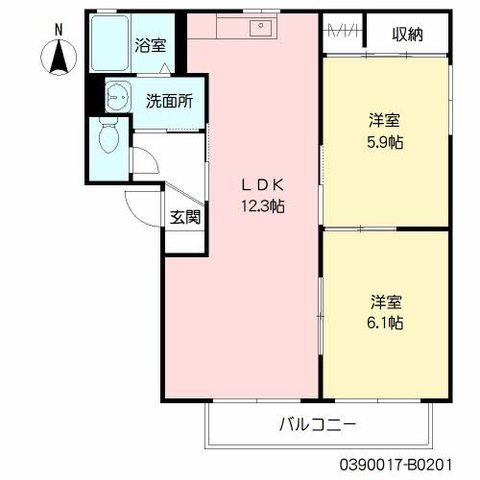 ガーデンコートB棟の間取り