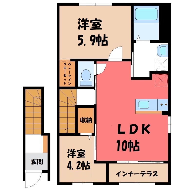 【仮）シェルルスターテラス安塚の間取り】