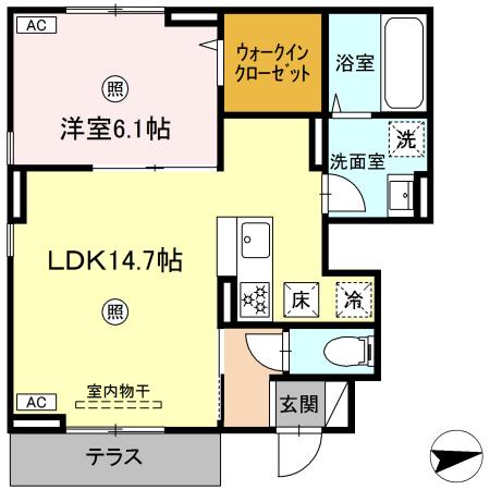 岡山市南区千鳥町のアパートの間取り