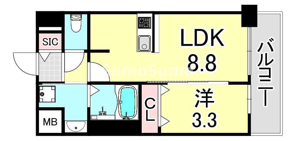 神戸市長田区二番町のマンションの間取り