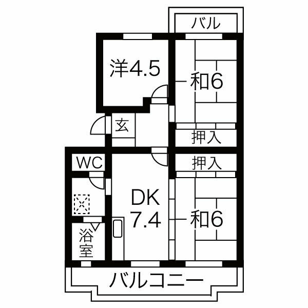 小牧市間々本町のマンションの間取り