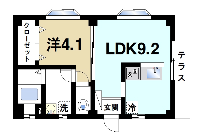 奈良市宝来のマンションの間取り