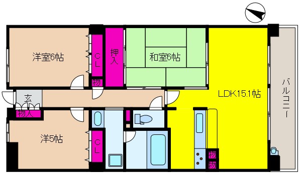 神戸市東灘区住吉宮町のマンションの間取り