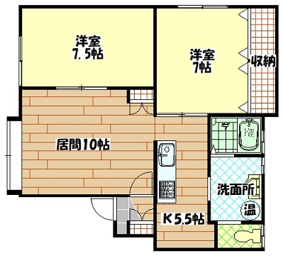 旭川市東四条のアパートの間取り