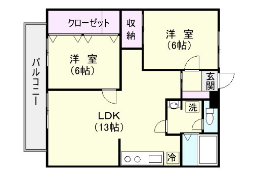 鹿児島市西陵のマンションの間取り