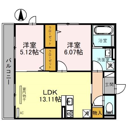 D-room天神　A棟の間取り