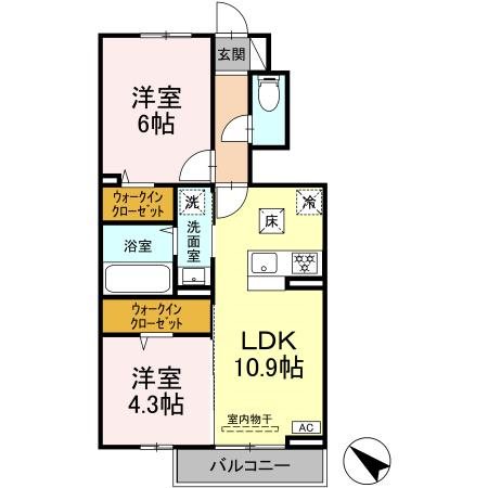 相模原市中央区清新のアパートの間取り