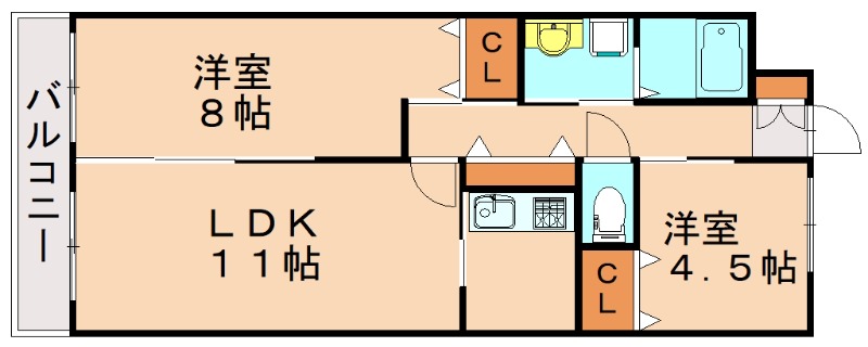 北九州市八幡西区竹末のマンションの間取り