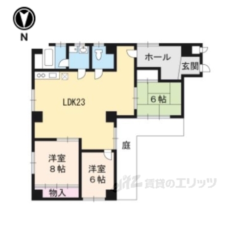 京都市上京区染殿町のマンションの間取り