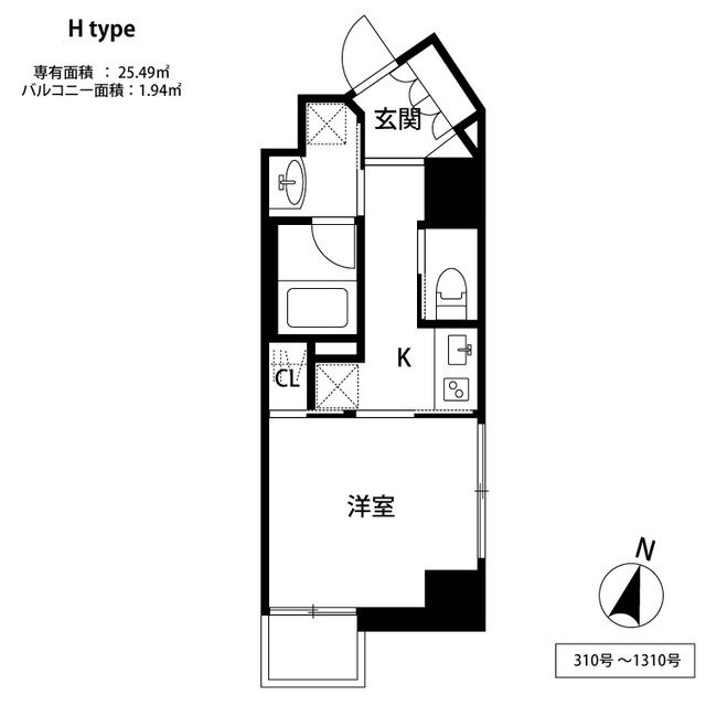 福岡市中央区西中洲のマンションの間取り