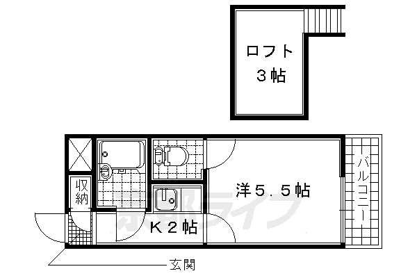 八幡市八幡馬場のアパートの間取り