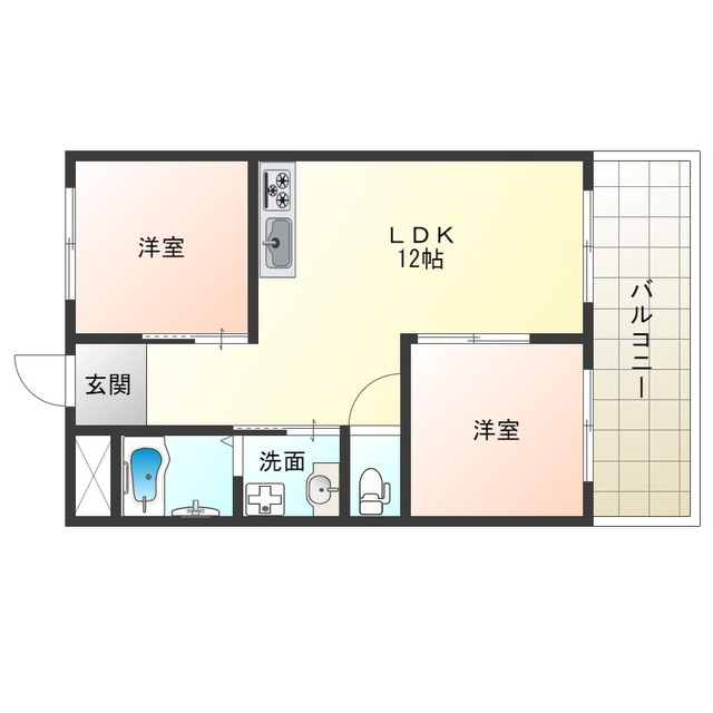 大阪市此花区島屋のマンションの間取り