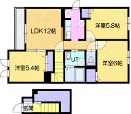 夕張郡長沼町錦町北のアパートの間取り