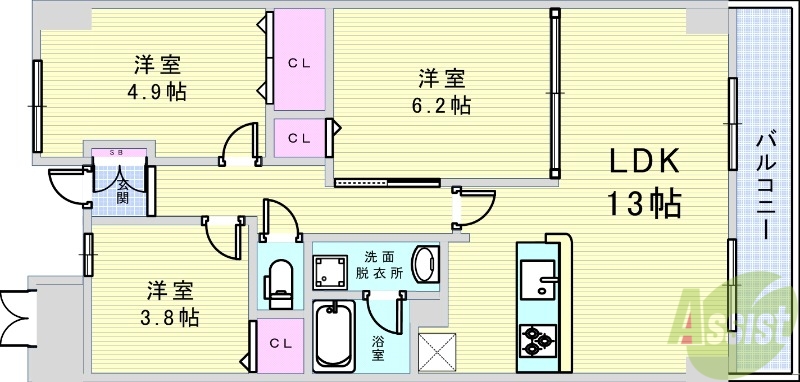 インプルーブ緑地公園の間取り