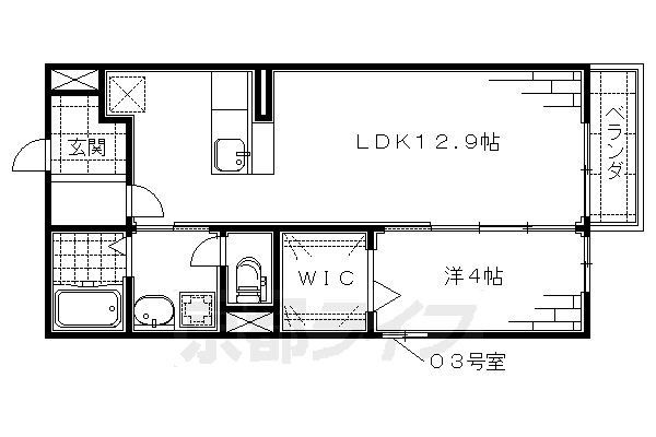 京都市伏見区深草大亀谷大山町のアパートの間取り