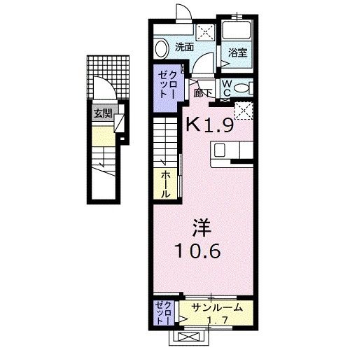 富士宮市若の宮町のアパートの間取り