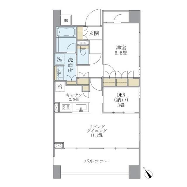 【港区三田のマンションの間取り】