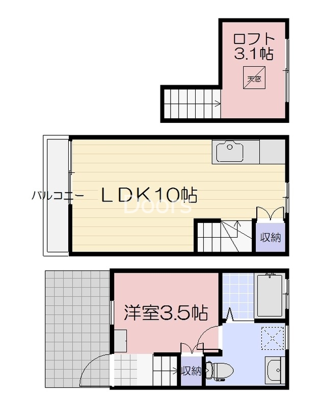 岡山市中区円山のアパートの間取り