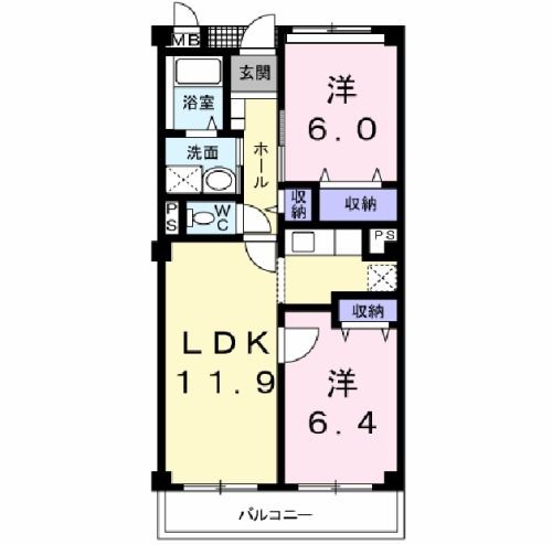 郡山市日和田町のマンションの間取り