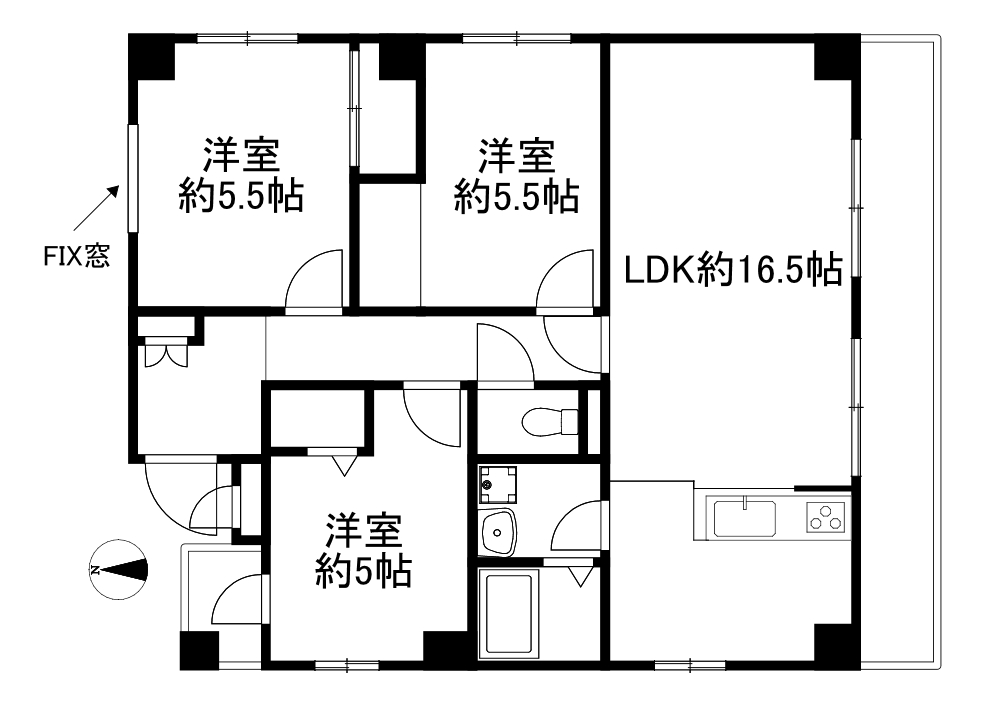 京都市中京区天神山町のマンションの間取り