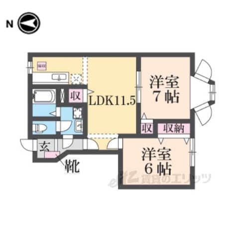 橿原市地黄町のアパートの間取り