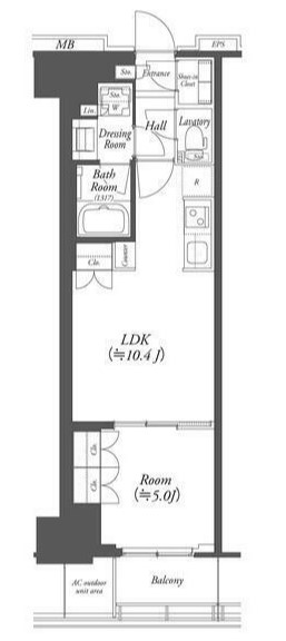 横浜市中区伊勢佐木町のマンションの間取り