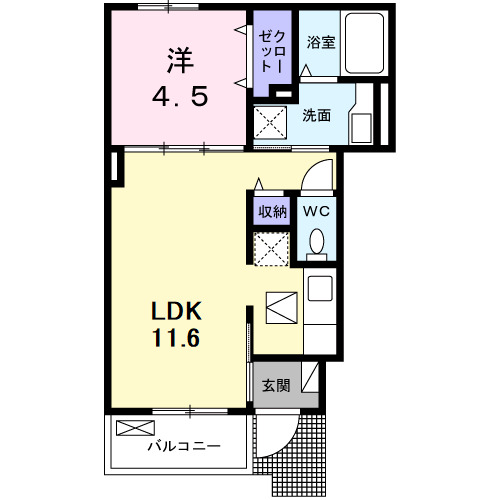 御所市大字東辻のアパートの間取り