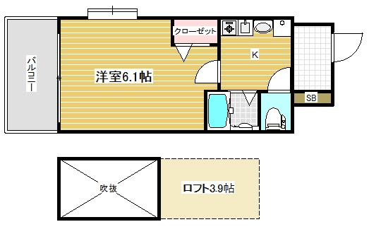 エステムコート神戸県庁前３フィエルテの間取り