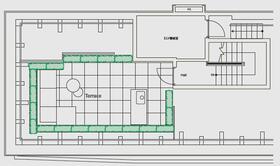 間取り図　屋上（利用可能面積18.46平米　非利用部分24.03平米）