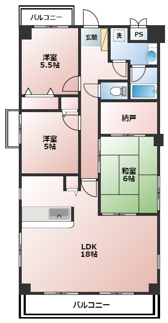 小田原市久野のマンションの間取り