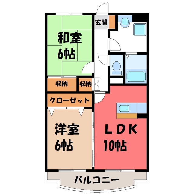 【塩谷郡高根沢町大字宝積寺のマンションの間取り】