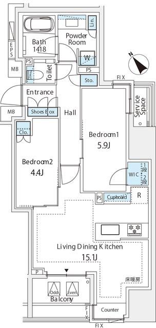 中央区銀座のマンションの間取り