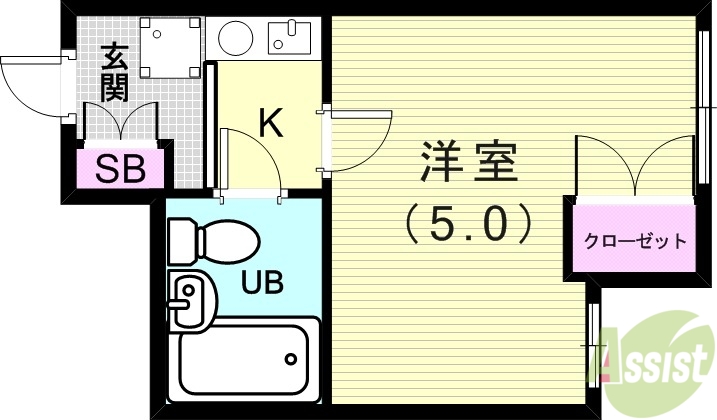 神戸市長田区五位ノ池町のマンションの間取り