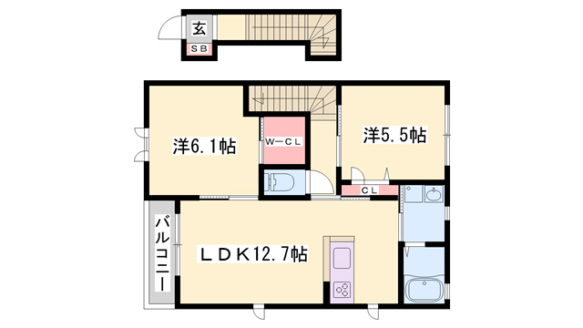 加東市上中のアパートの間取り