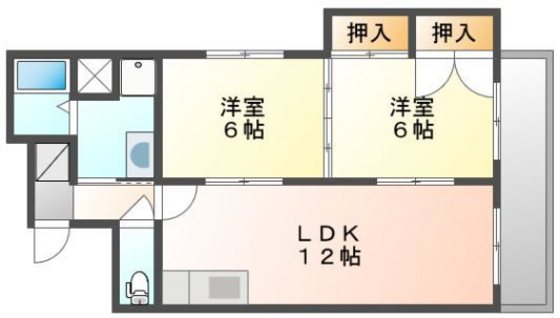 岡山市北区弓之町のマンションの間取り