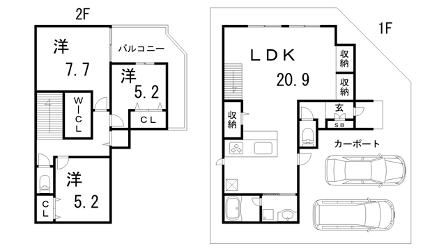 磯馴町3丁目戸建ての間取り