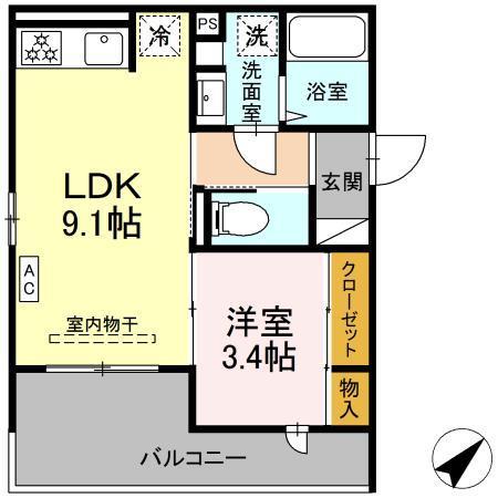 安芸郡海田町曙町のアパートの間取り