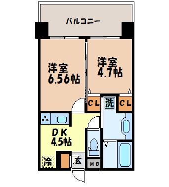 フェリーチェ梅香崎（梅香崎町）の間取り