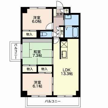 四日市市桜台本町のマンションの間取り