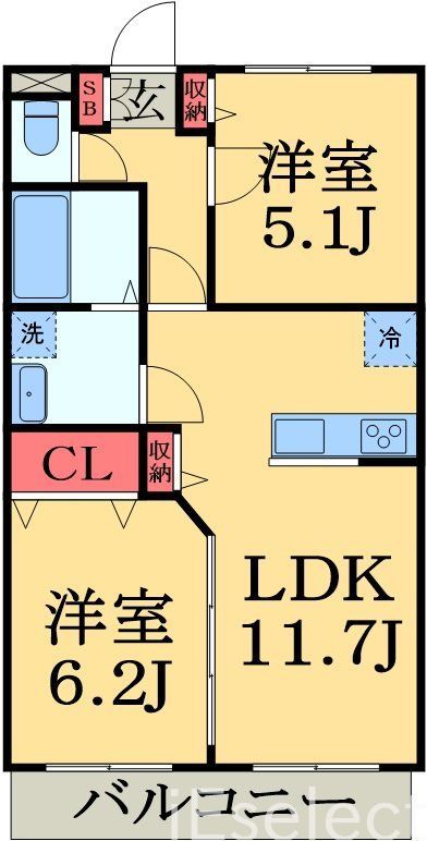 千葉市緑区おゆみ野のアパートの間取り