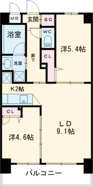 北九州市八幡西区陣原のマンションの間取り