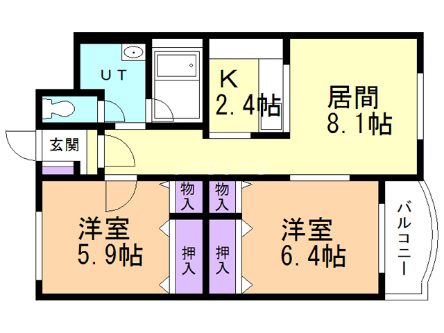 札幌市厚別区厚別西二条のマンションの間取り