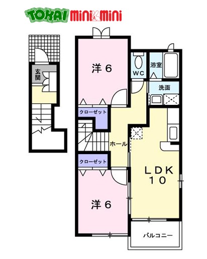 度会郡玉城町中楽のアパートの間取り