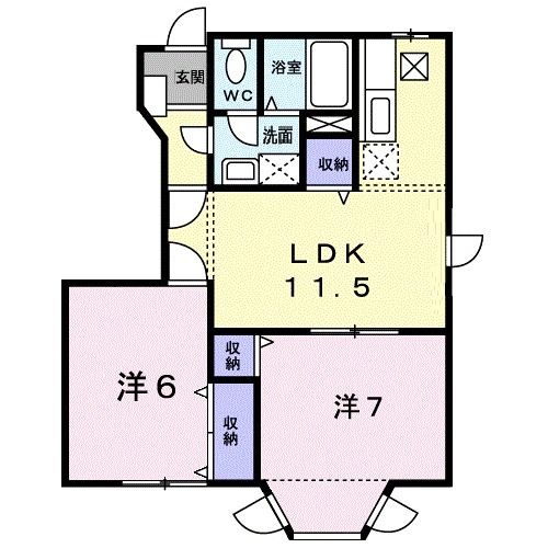 小城市三日月町久米のアパートの間取り