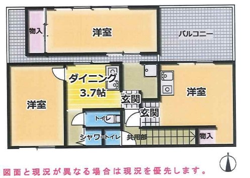 神戸市中央区北長狭通のマンションの間取り