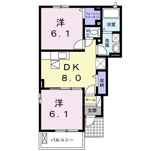 直方市大字感田のアパートの間取り