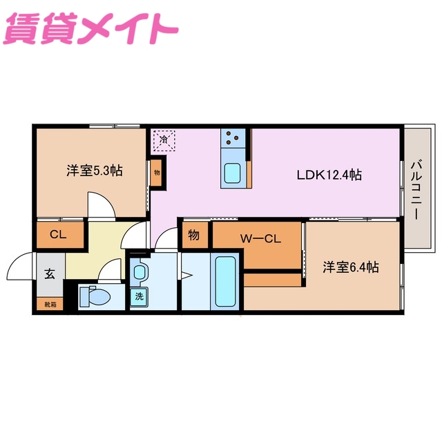 松阪市大黒田町のアパートの間取り