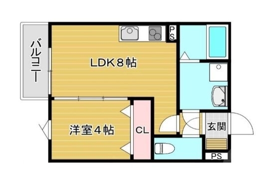 大阪市東淀川区上新庄のアパートの間取り