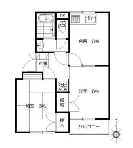 横浜市青葉区鉄町のアパートの間取り